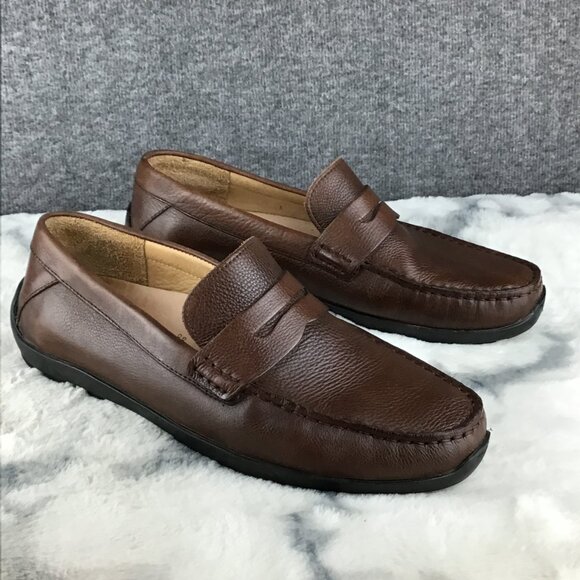 Samuel Hubbard Brown Leather Slip On Driving Penny Loafers Men's Size 8.5M - Picture 1 of 10